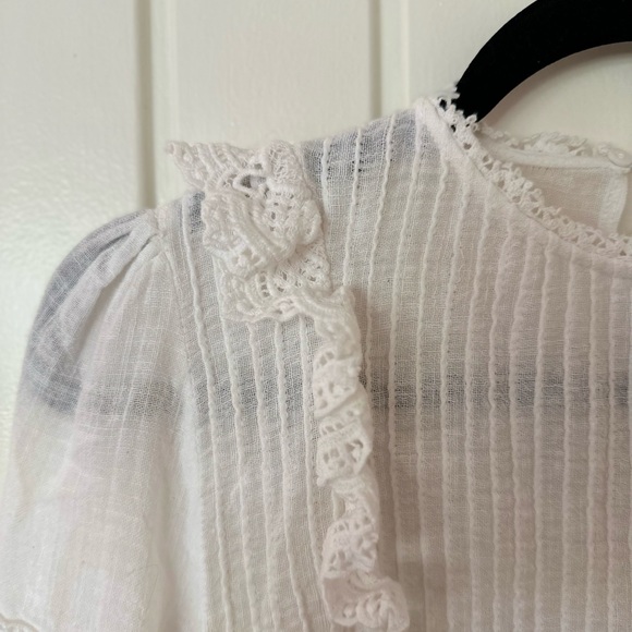 Zara Kids White Linen Peasant Blouse. Size 11-12. Beautifully made. - Picture 3 of 7